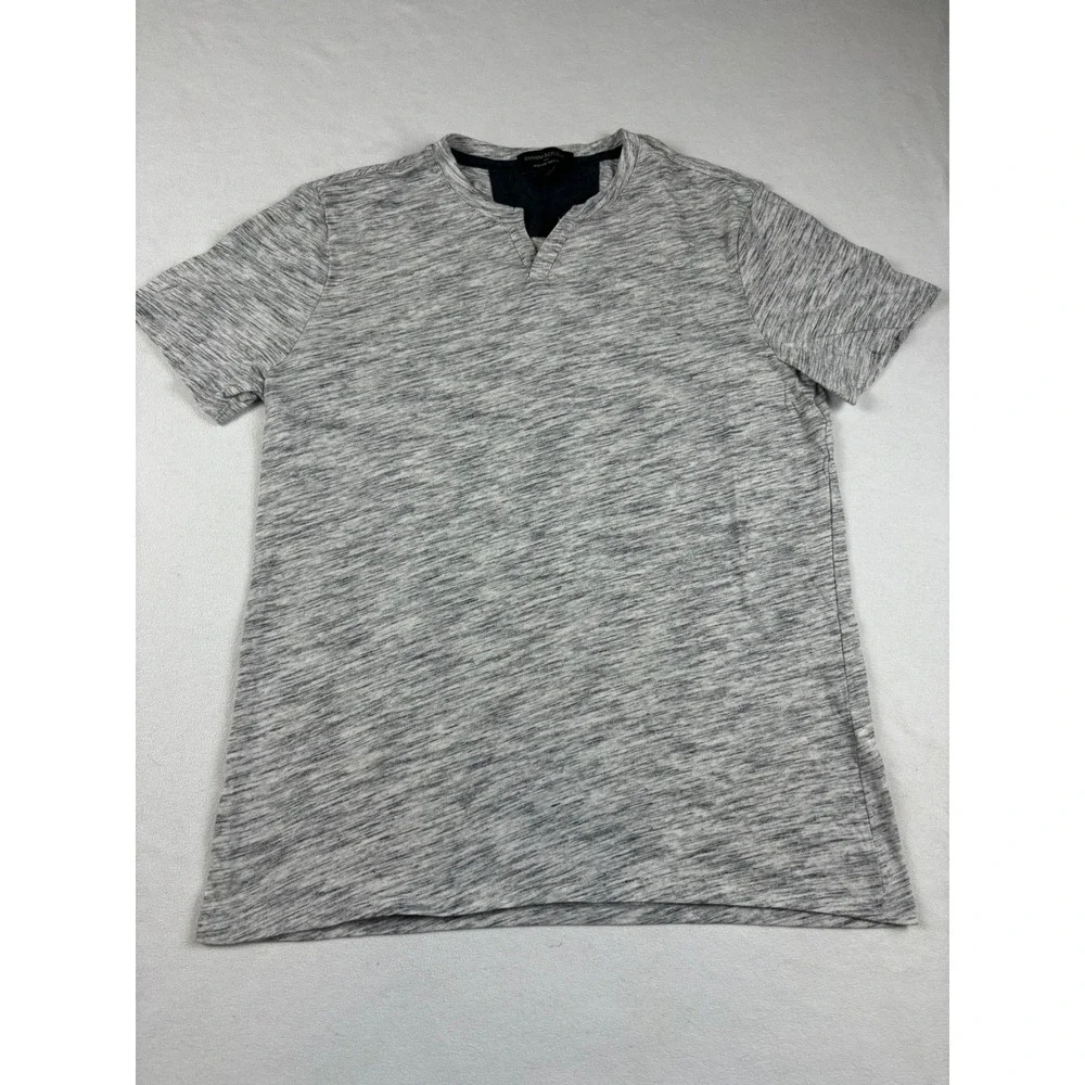 Banana Republic Mens Grey‎ Heathered Moisture Wicking Notch Neck T-Shirt Size M